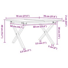 Stolik kawowy 70x70x40 cm nogi w kształcie litery X lite drewno do salonu - Miniaturka zdjęcia nr 10