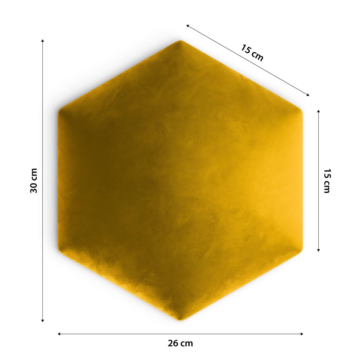 Panele tapicerowane  26x30 cm hexagon magic velvet żółty nr. 4