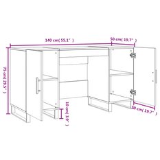 Biurko 140x50x75cm z szafkami szary dąb sonoma do biura lub gabinetu salonu czy pokoju - Miniaturka zdjęcia nr 12