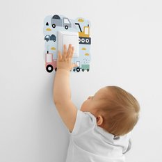 Naklejka Pod Kontakt Dla Dzieci Maszyny Budowlane 20x20 Chmurki Styl Skandynawski - Miniaturka zdjęcia nr 5