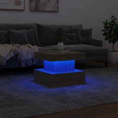 Stolik kawowy 50x50x40 cm z oświetleniem LED dąb sonoma do salonu - Miniaturka zdjęcia nr 5