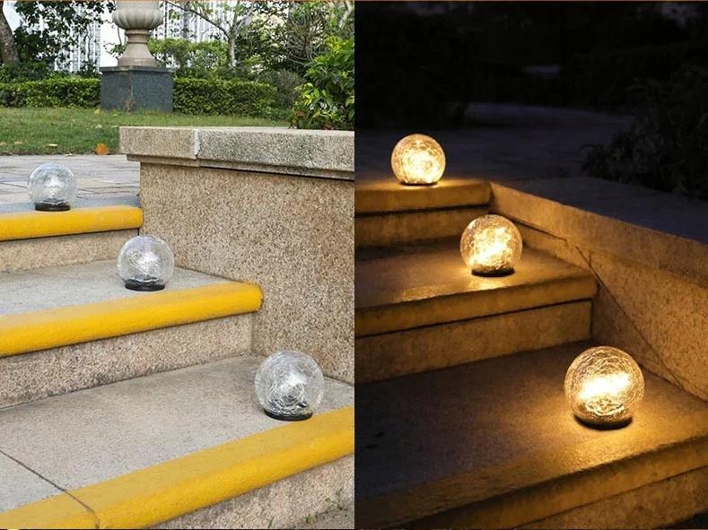 Lampa 10 cm solarna LED do ogrodu popękane szkło  nr. 10