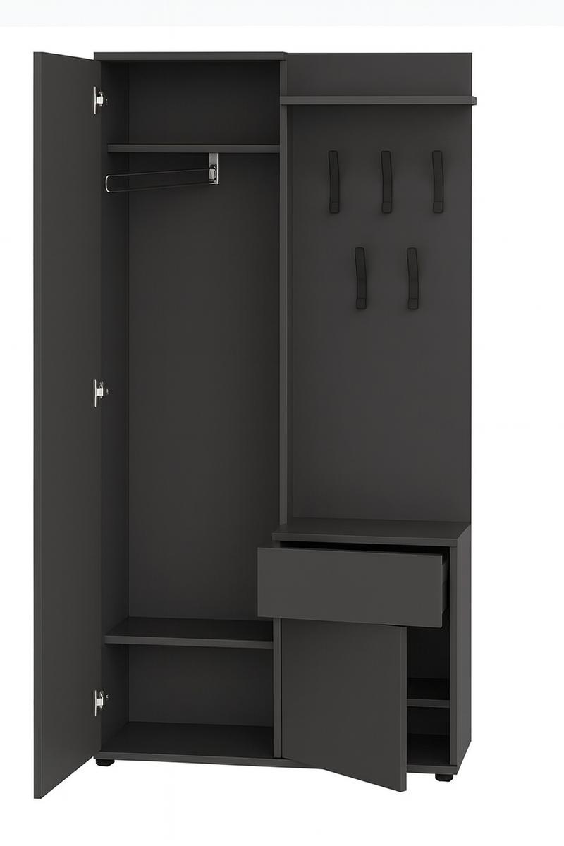 Garderoba do przedpokoju DUO 190x90x40 cm z lustrem wieszakami szafka na buty antracyt loft nr. 4