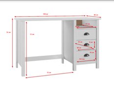  Biurko Hill 120x50x74 cm z 3 szufladami i półką lita sosna do biura lub nauki - Miniaturka zdjęcia nr 7