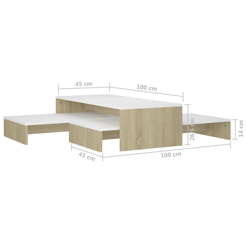 Stoliki kawowe 100x100x26,52 cm 2szt wsuwane biel i dąb do salonu nr. 9