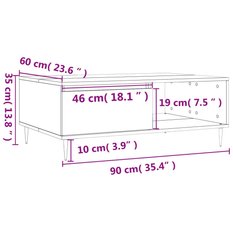 Stolik kawowy 90x60x35 cm z półką i zamykaną szafką biały o wysokim połysku do salonu - Miniaturka zdjęcia nr 11