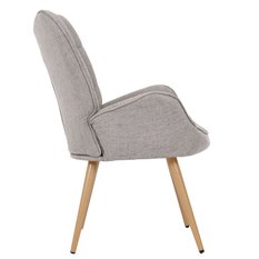 Fotel uszak tapicerowany wypoczynkowy 69x63x89 cm do salonu biura nogi dąb, jasnoszary - Miniaturka zdjęcia nr 5