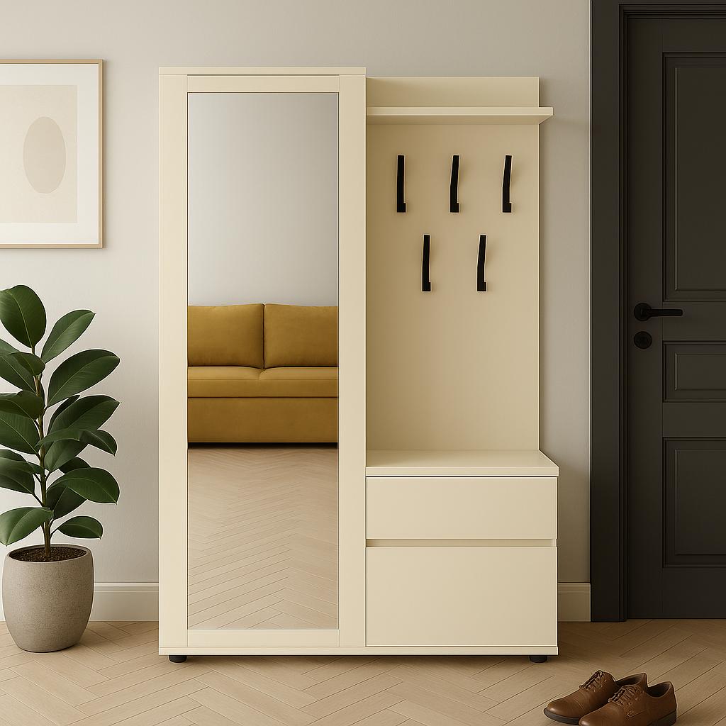 Garderoba do przedpokoju DUO 190x95x40 cm z lustrem wieszakami szafka na buty kaszmir nr. 4