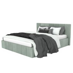 Łóżko tapicerowane 160x200 premium z pojemnikiem do sypialni miętowe wezgłowie 107 cm - Miniaturka zdjęcia nr 8