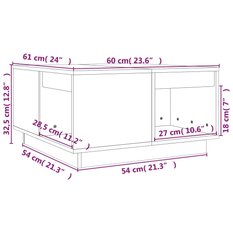 Stolik kawowy 60x61x32,5 cm z przestronnymi półkami lite drewno sosnowe biały do salonu - Miniaturka zdjęcia nr 8