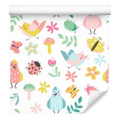 Tapeta Dziecięca PTAKI Kwiaty Liście Motyle Natura 53x1000  - Miniaturka zdjęcia nr 8