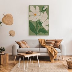 Obraz Do Sypialni Białe Kwiaty Akwarele Martwa Natura Styl Boho 80x120cm - Miniaturka zdjęcia nr 3