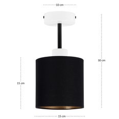 Lampa sufitowa 15x15x30 cm jednopunktowy spot z abażurem gwint E27 biała z czarnym abażurem do salonu - Miniaturka zdjęcia nr 4