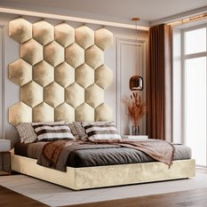 Panele tapicerowane 35x40 cm hexagon magic velvet kremowy - Miniaturka zdjęcia nr 3