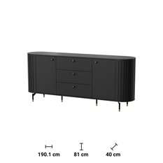 Komoda Zante 190 cm do salonu czarny - Miniaturka zdjęcia nr 9