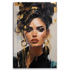 Obraz Złoty PORTRET Kobieca Twarz Styl Glamour Abstrakcja Do Salonu 80x120cm - Miniaturka zdjęcia nr 2