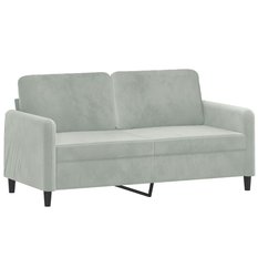 Sofa 158x77x80 cm 2-osobowa wygodna tapicerowana aksamitem jasnoszara do salonu - Miniaturka zdjęcia nr 1