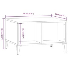 Stolik kawowy 60x50x36,5 cm z dwoma przestronnymi przegrodami czarny do salonu - Miniaturka zdjęcia nr 8