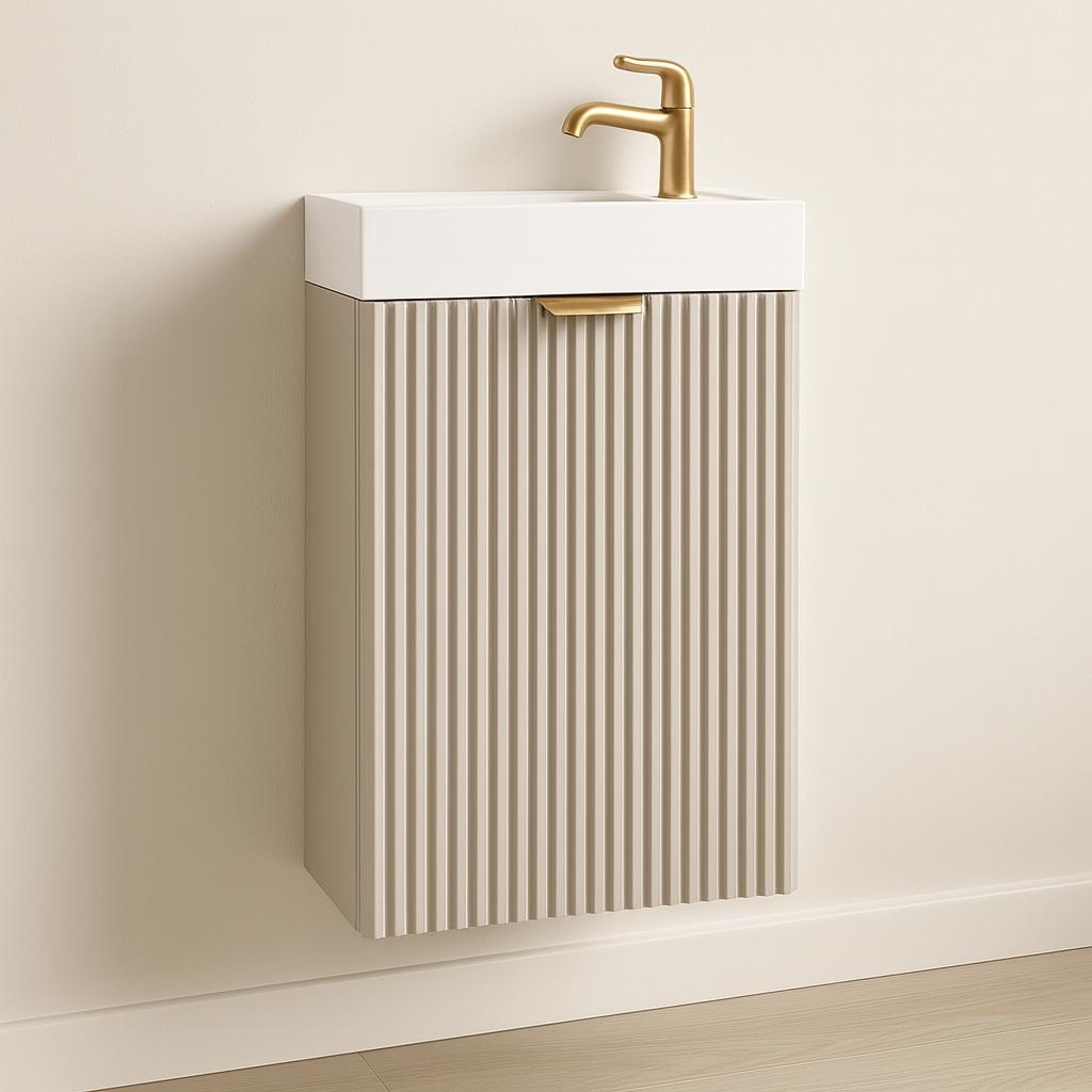 Szafka łazienkowa WILLY 40x22x57 cm z umywalką kaszmir ryflowana slim do łazienki 