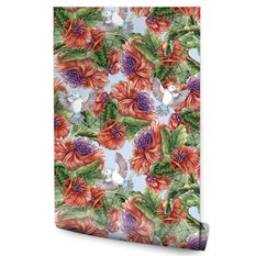 Tapeta Kwiaty MALOWANE Akwarelą Ptaki Natura Retro  - Miniaturka zdjęcia nr 1