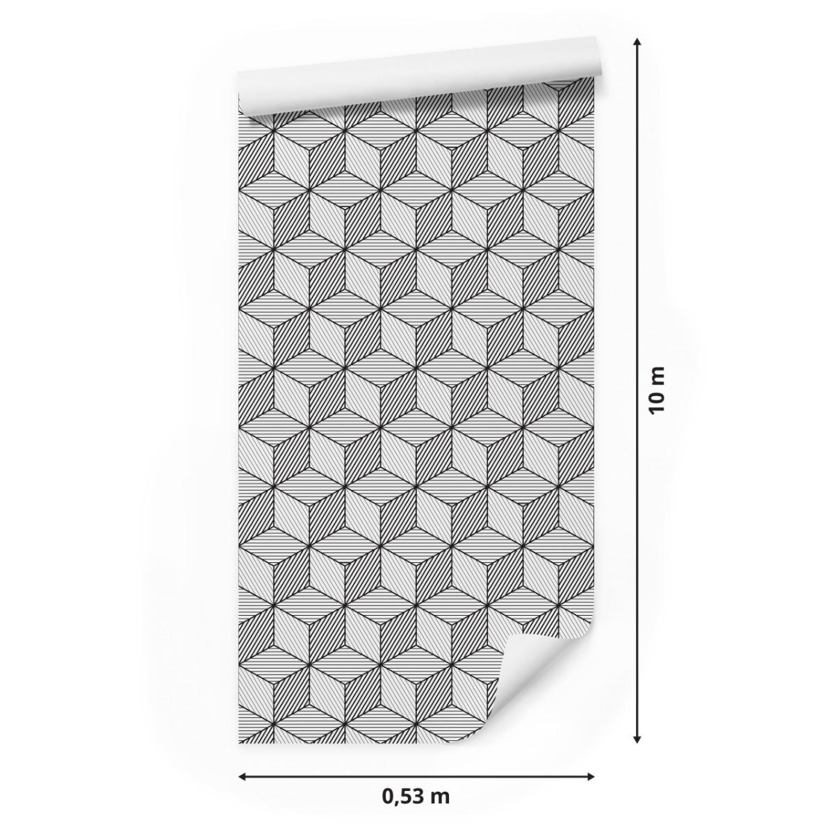 Tapeta Ścienna GEOMETRYCZNE Czarno-Białe Sześciany 53x1000  nr. 2
