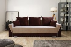 Stylowa kanapa sofa rozkładana na sprężynach Bonell z pojemnikiem na pościel  