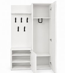 Garderoba do przedpokoju DUO 180x95x35 cm z lustrem wieszakami szafka na buty biały, prawa - Miniaturka zdjęcia nr 5