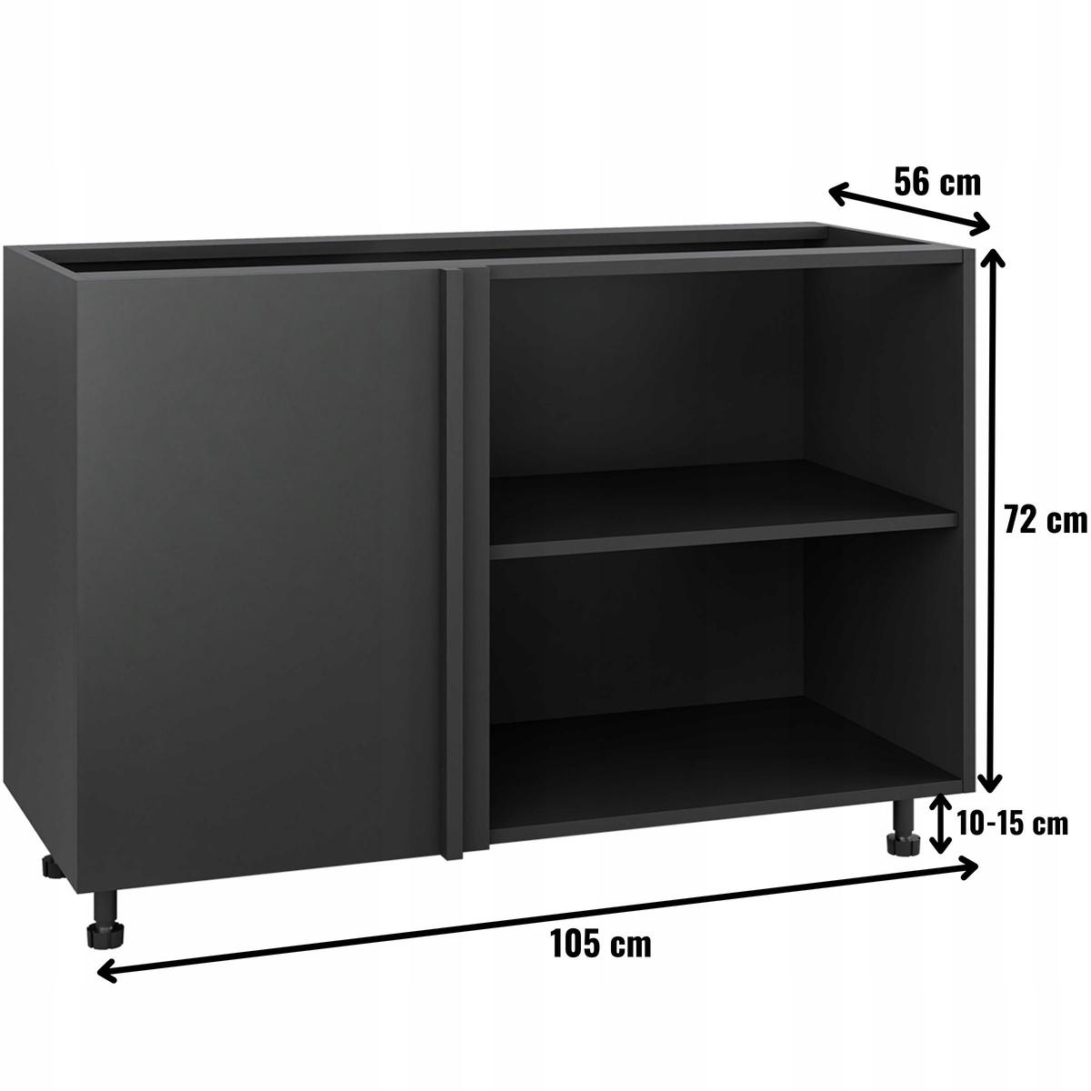 Korpus szafka kuchenna dolna narożna 105x72x56 cm z akcesoriami czarny  nr. 2