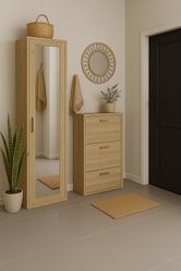 Szafa z lustrem DUO 180x50x35 cm do przedpokoju wąska dąb cremona - Miniaturka zdjęcia nr 2