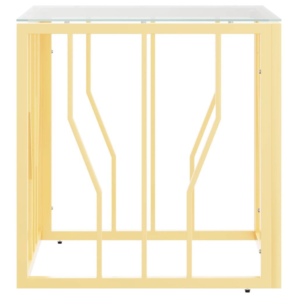 Stolik kawowy 50x50x50 cm do jadalni salonu stal nierdzewna szkło złoty nr. 3