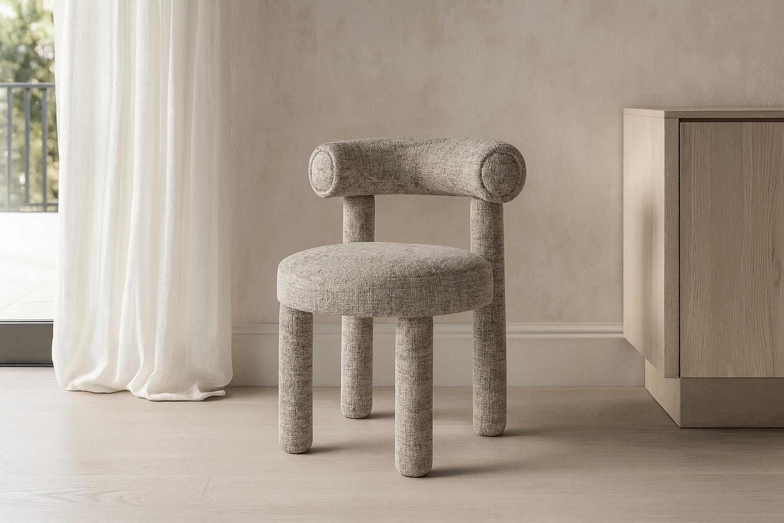 Krzesło tapicerowane LEITH 62x58x80 cm do salonu jadalni szare szenil nowoczesny desing nr. 6