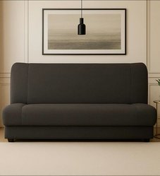 Wersalka DUO 188x85x90 cm kanapa rozkładana z funkcją spania i pojemnikiem ciemnoszara obrazek