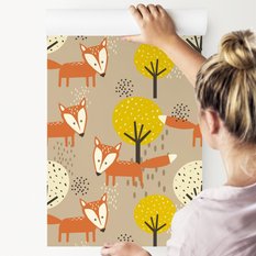 Tapeta Dla Dzieci LISKI Drzewa Styl Skandynawski  - Miniaturka zdjęcia nr 6