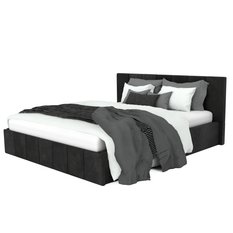 Łóżko tapicerowane 160x200 premium z pojemnikiem do sypialni czarne wezgłowie 107 cm - Miniaturka zdjęcia nr 8