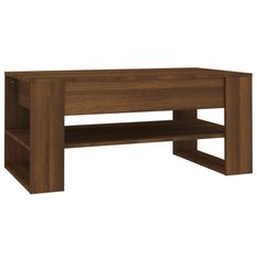 Stolik kawowy 102x55x45 cm z praktyczną dolną półką brązowy dąb do salonu - Miniaturka zdjęcia nr 1