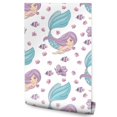Tapeta Do Pokoju Dziecięcego SYRENKI Kwiaty Ryby  - Miniaturka zdjęcia nr 1