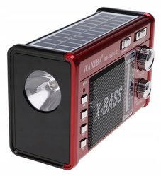 Radio przenośne  18 x 11 x 8 cm z funkcją bluetooth    z latarką  ładowany solarnie czerwone - Miniaturka zdjęcia nr 4