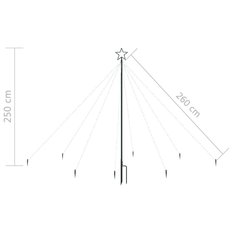 Choinka 2,5m z lampek ułożonych w wodospad 400 LED świąteczna do ogrodu - Miniaturka zdjęcia nr 8