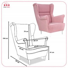 Zestaw wypoczynkowy ZOJA sofa + 2 fotele pudrowy róż do salonu  - Miniaturka zdjęcia nr 6