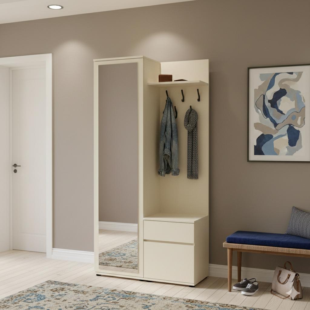 Garderoba do przedpokoju DUO 180x95x35 cm z lustrem wieszakami szafka na buty kaszmir nr. 2