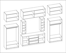 Meblościanka z szafą DAKO 380x240x55 cm zestaw mebli do salonu RTV Sonoma jasna MDF  - Miniaturka zdjęcia nr 3