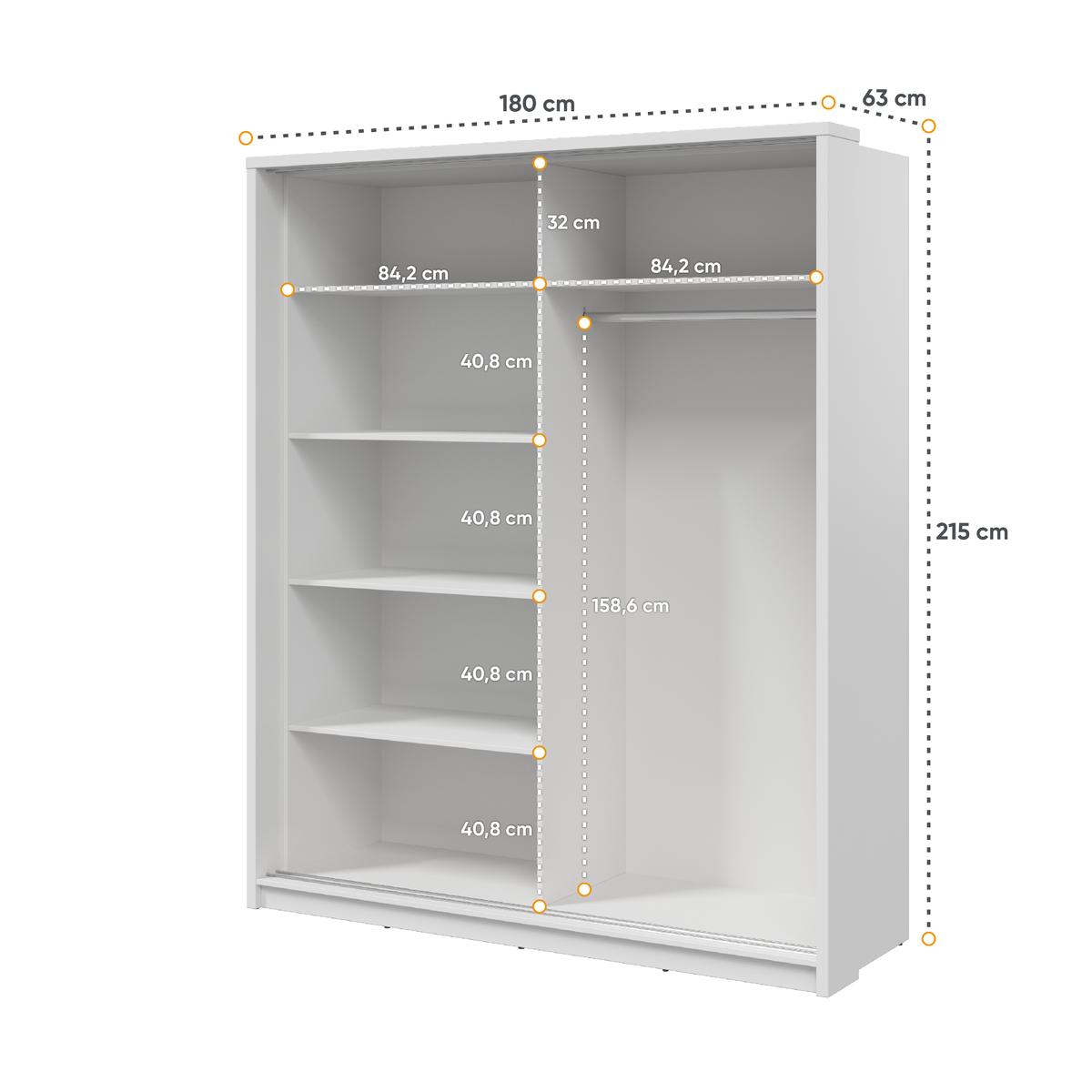 Szafa z lustrem Arti 180 cm do sypialni przedpokoju garderoby biały nr. 5