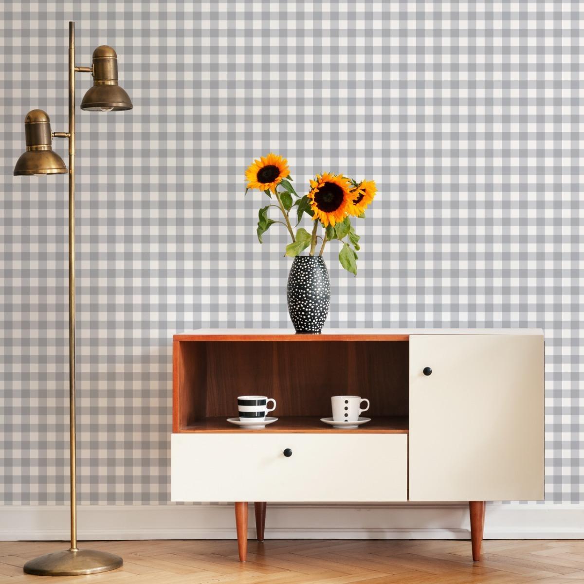 Tapeta Szaro-Biała KRATKA Minimalistyczny Wzór 53x1000  nr. 5