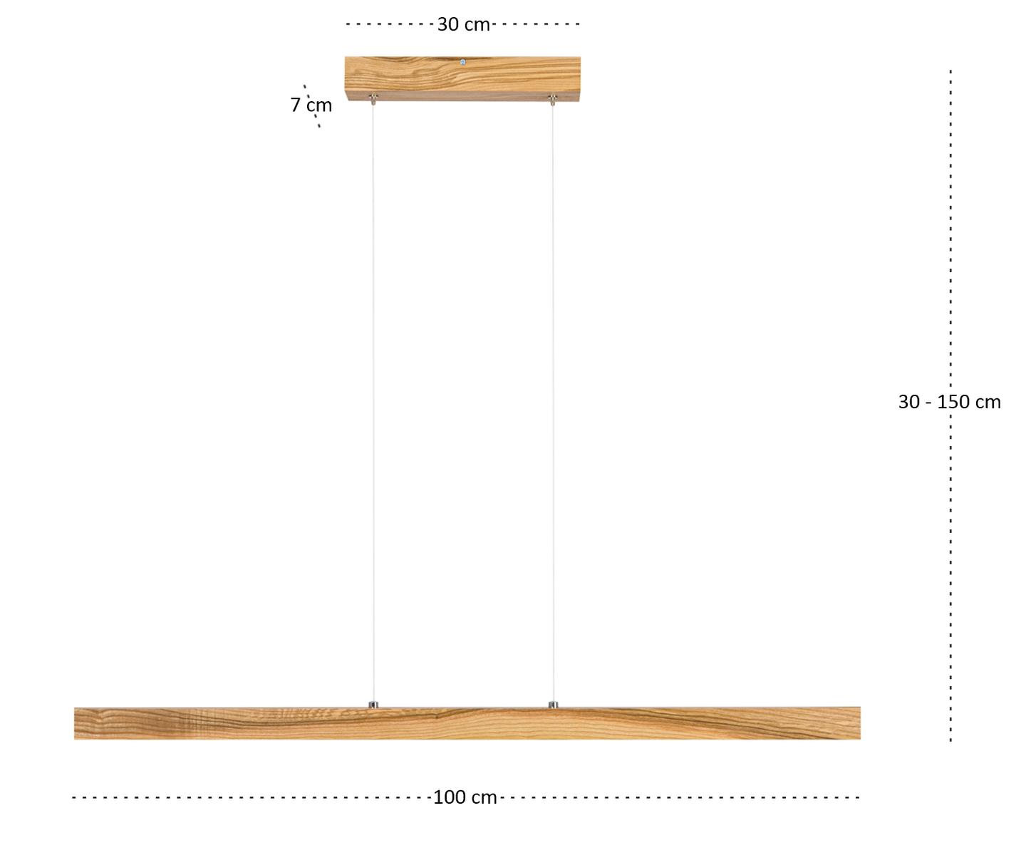 Lampa wisząca 100 x 7 x 150 cm LED z drewna jesionowego wymienny LED rustykalna 4000K do salonu nr. 7
