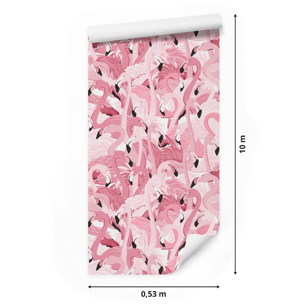 Tapeta do Salonu Różowe Ptaki Flamingi Dekoracja Ścienna z Efektem 3D nr. 2