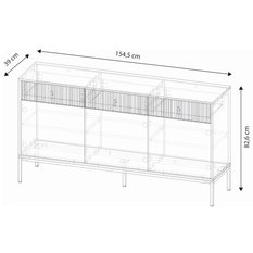 Komoda Maggiore 154 cm do sypialni garderoby biały czarne złoty - Miniaturka zdjęcia nr 7