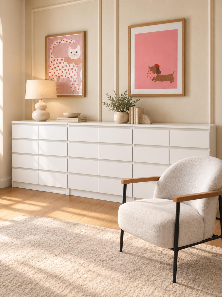 Komoda MARTUSIA 100x39x100 cm 8 szuflad do sypialni i salonu biała nr. 2