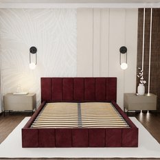 Łóżko tapicerowane 160x200 premium z pojemnikiem do sypialni bordowe wezgłowie 107 cm - Miniaturka zdjęcia nr 5