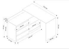 Biurko MODERN 120x76x50 cm z szufladami i półkami do sypialni i salonu białe - Miniaturka zdjęcia nr 3