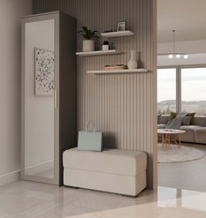 Szafa DUO 180x50x35 cm z lustrem i drzwiami do sypialni lub przedpokoju glina  - Miniaturka zdjęcia nr 12